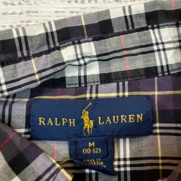 Boys Ralph Lauren Windowpane Plaid Button Up Shirt - Picture 5 of 5